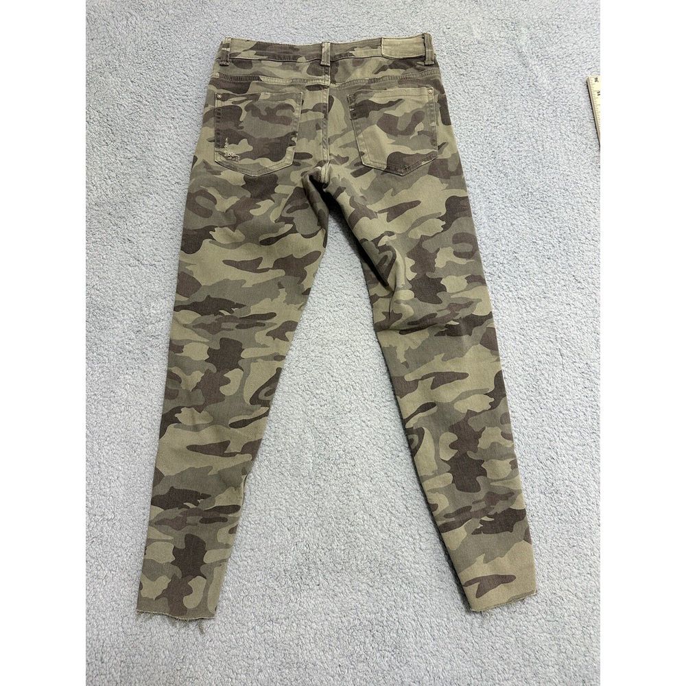 Zara Z1975‎ Denim Camouflage Ankle Pants Green Distressed Raw Hem Womens 4 - Picture 11 of 11